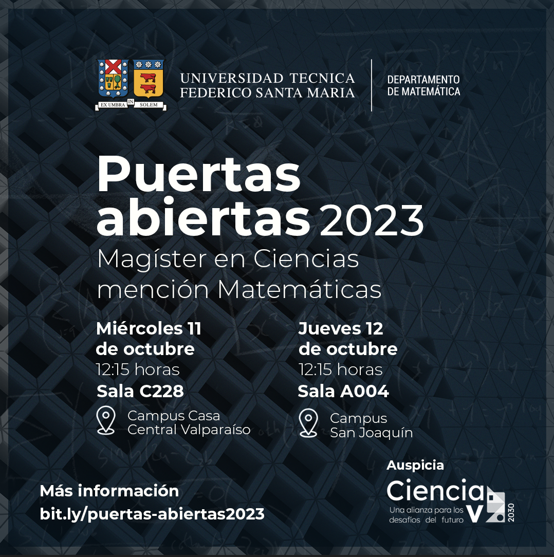 Lista de Seleccionados – Puertas Abiertas Programa de Magister en Ciencias Mención Matemática 2023